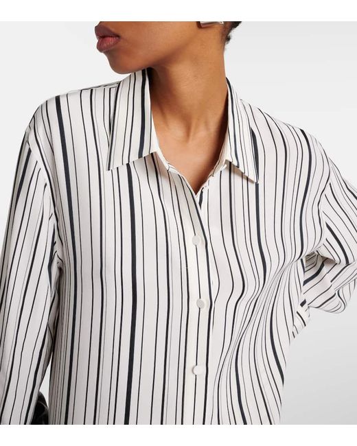 Joseph White Bold Striped Silk Shirt