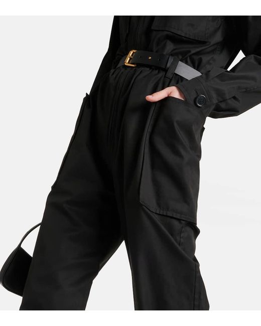 Mono de sarga de algodon con cinturon Saint Laurent de color Black