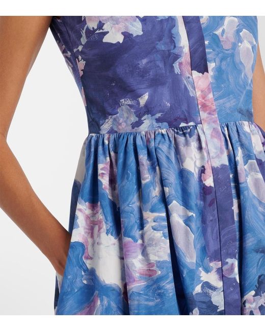 Erdem Blue Flared Floral Midi Dress