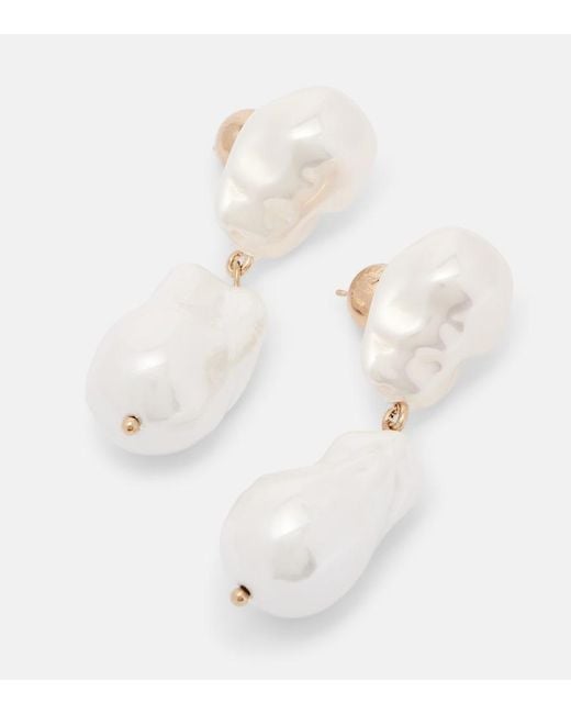 Erdem White Pearl Earrings