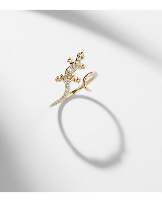 Sydney Evan White Lizard 14Kt Ring With Diamonds