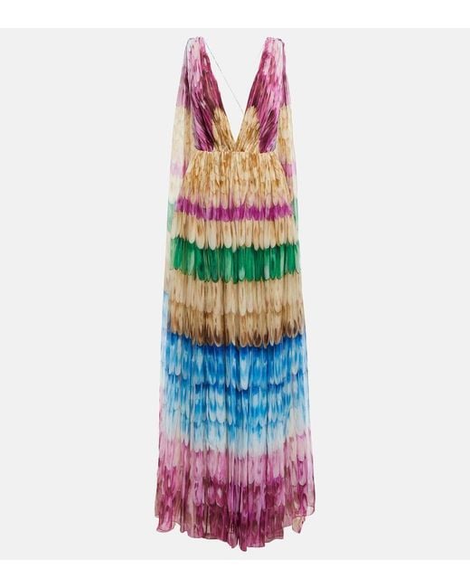 Valentino White Silk V-neck Maxi Gown