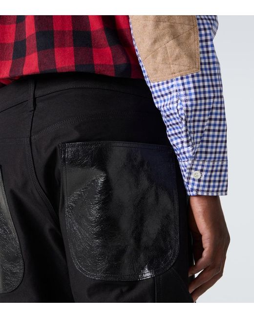 Jeans Regular Con Pelle di Junya Watanabe in Black da Uomo