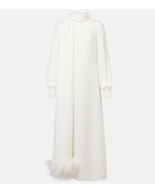 Valentino White Cady Couture Scarf-Detail Gown