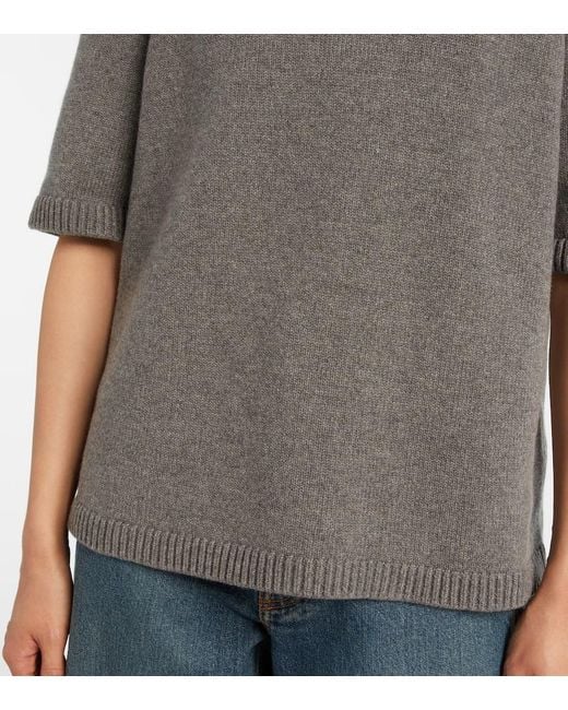 Alaïa Gray Knitted Cashmere-Blend Turtleneck Top