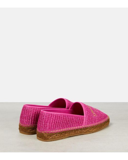Jimmy Choo Pink Brie Raffia Espadrille