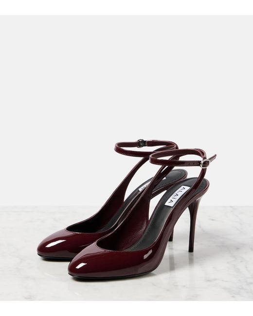 Alaïa Red Decollete 90 Patent Leather Pumps