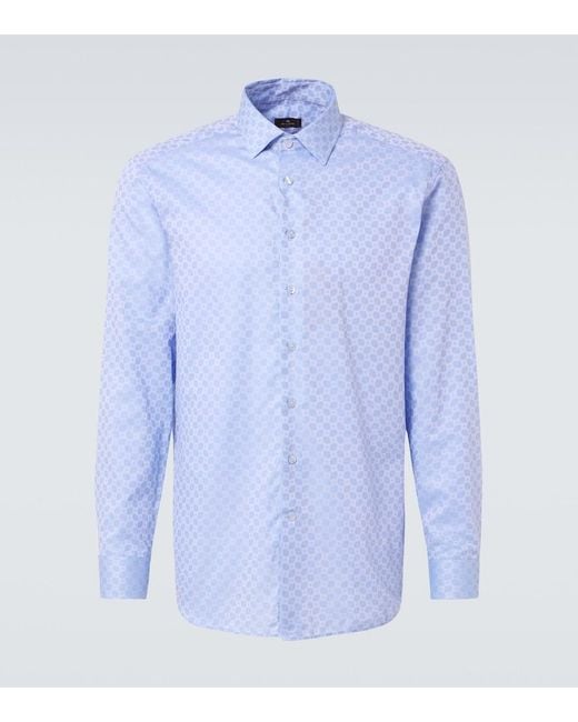 Etro Blue Printed Cotton Shirt for men