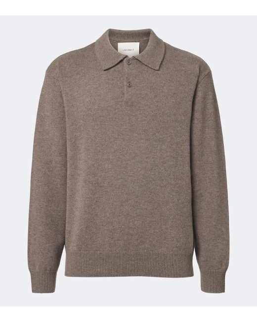 Lisa Yang Brown Rufus Cashmere Polo Sweater for men