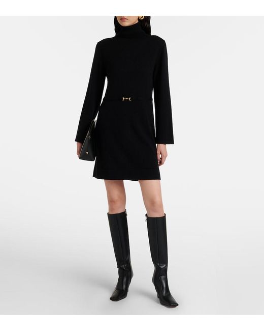 Rixo Black Elliette Wool And Cashmere Minidress