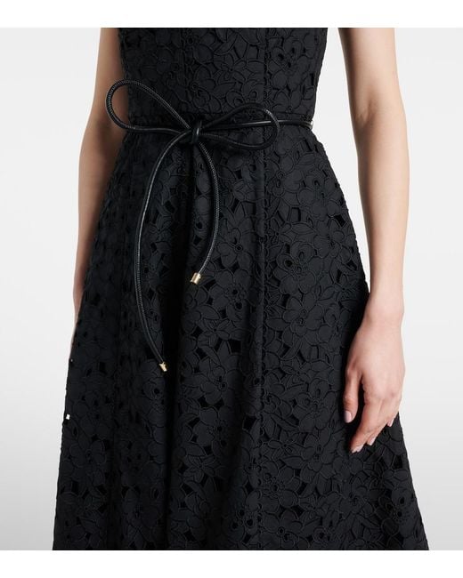 Rebecca Vallance Black Kitsu Broderie Anglaise Midi Dress