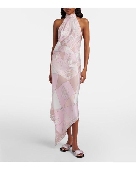 Emilio Pucci Pink Occhi Silk Twill Maxi Dress