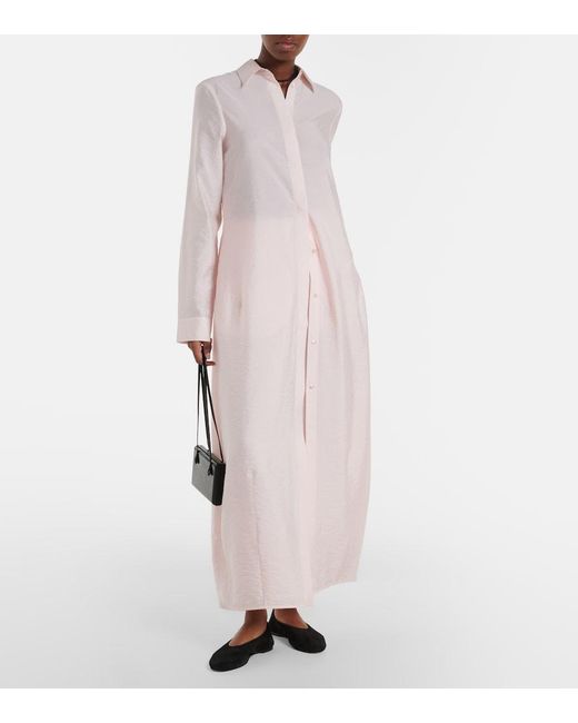 Totême Pink Silk-Blend Shirt Dress