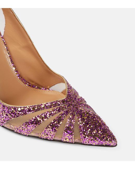Aquazzura The Spy 105 Glitter Mesh Pumps in Pink Lyst UK