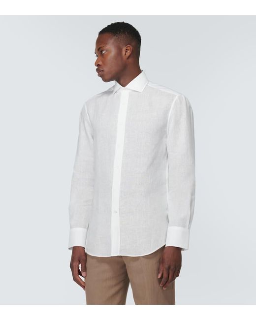 Camisa de lino Brunello Cucinelli de hombre de color White