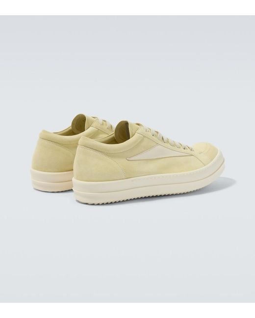 Rick Owens White Vintage Suede Sneakers for men