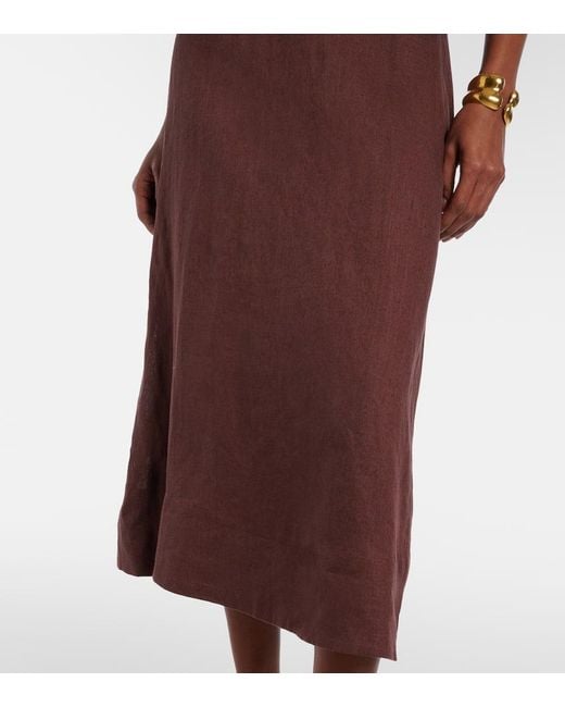 Farm Rio Purple Midikleid Aus Leinen