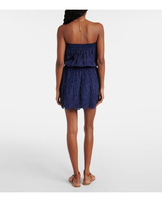 Melissa Odabash Blue Colette Cotton Broderie Anglaise Minidress