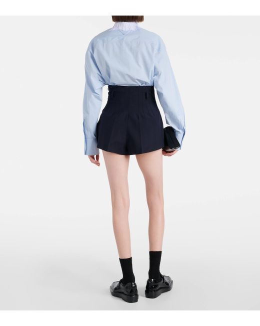 Prada Blue High-rise Wool And Mohair Shorts