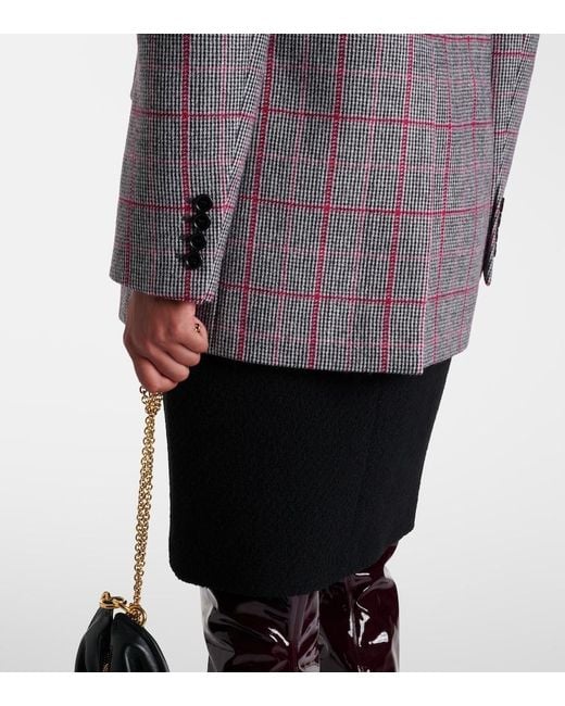 Chloé Gray Double-Breasted Blazer With A Check Pattern