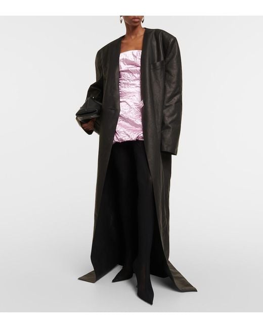 The Attico Black Leather Maxi Coat
