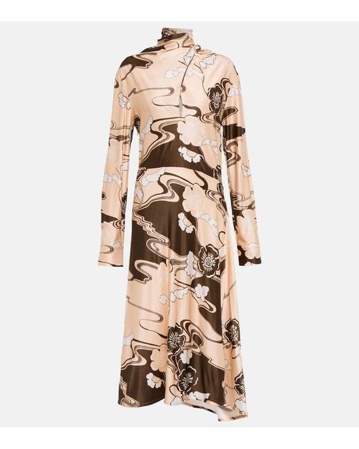 Jil Sander Natural Printed Midi Dress