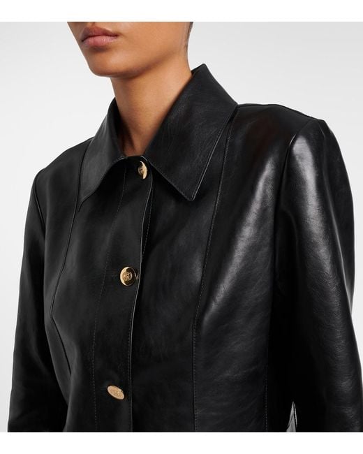 Gucci Black Interlocking G Leather Coat