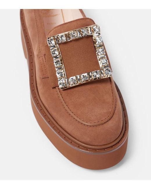 Roger Vivier Brown Viv' Rangers Suede Platform Loafers