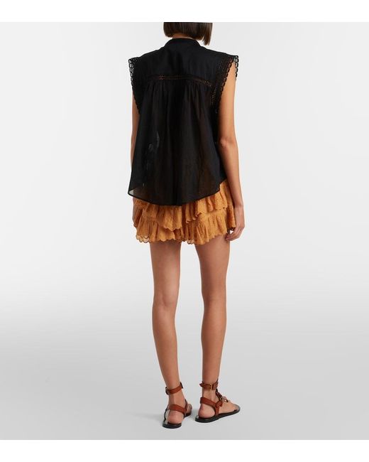 Isabel Marant Brown Jocadia Broderie Anglaise Cotton Shorts