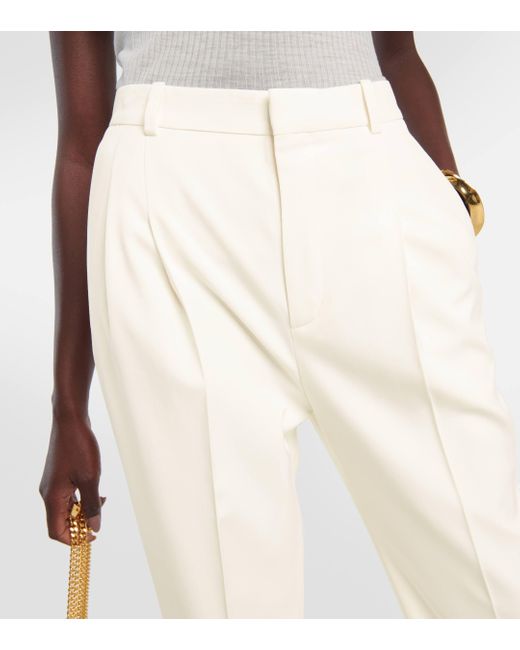 Pantalon ample a taille haute en laine Saint Laurent en coloris White
