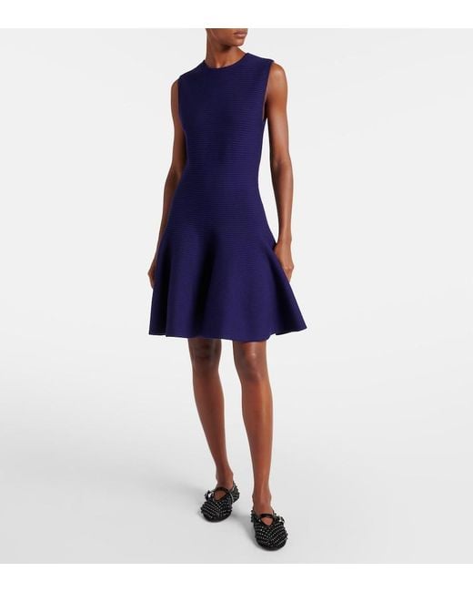 Alaïa Blue Wool-Blend Minidress
