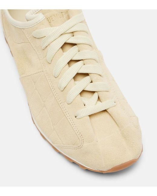 Jacquemus Natural Tennis Croc-Effect Suede Sneakers