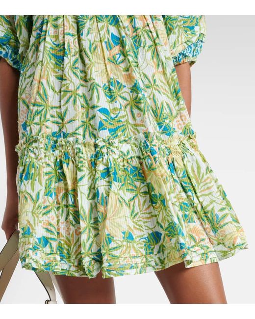 Vestido corto Aria de algodon floral Poupette de color Green