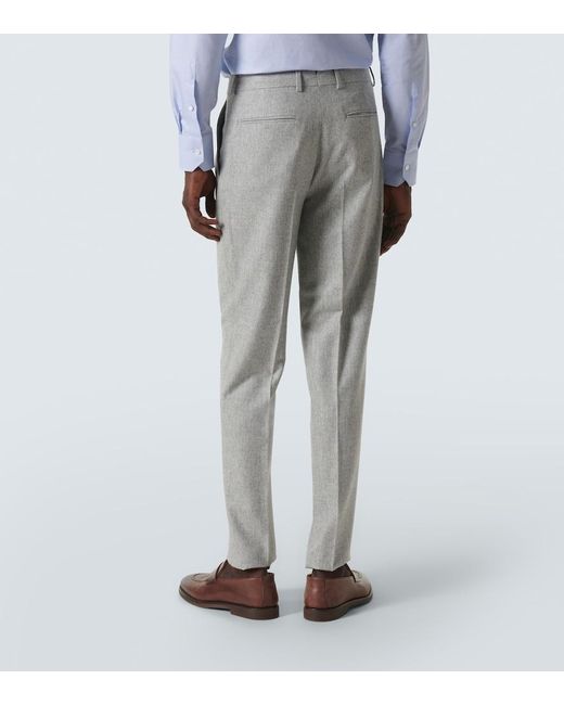 Zegna Gray Wool Straight Pants for men
