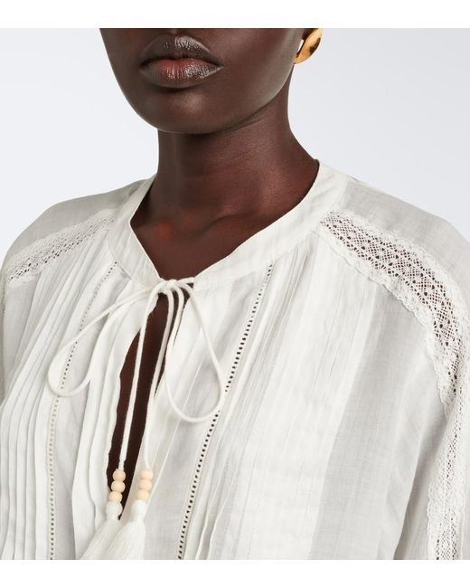 Veronica Beard White Sawyer Ramie Blouse