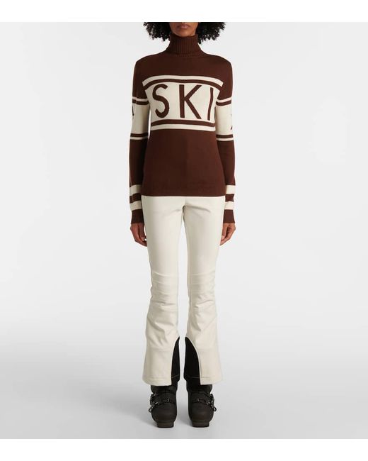 Perfect Moment Brown Schild Intarsia Wool Turtleneck Sweater