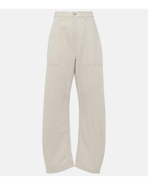 Loewe Natural Balloon Cotton And Linen Wide-Leg Pants