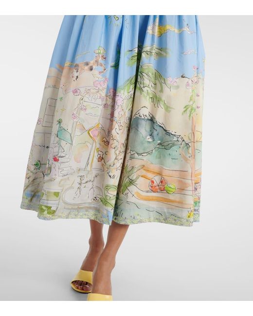 Robe Midi Anouk Imprimee En Coton ALÉMAIS en coloris Blue