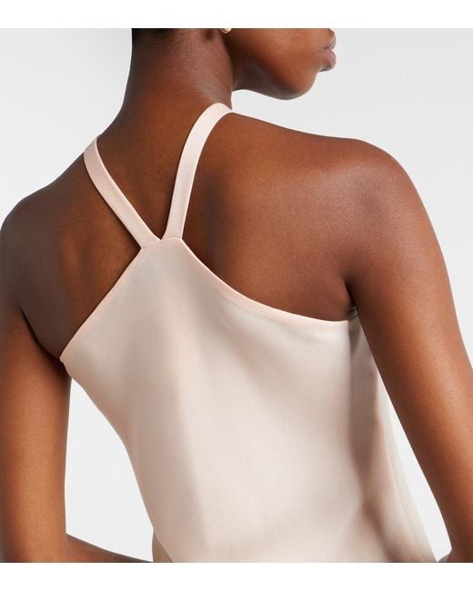 Max Mara Natural Ghiotto Embellished Satin Slip Dress