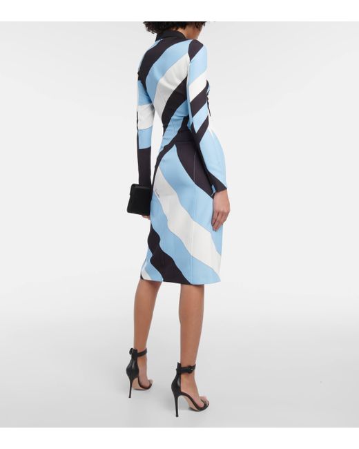 Emilio Pucci Blue Printed Jersey Midi Dress