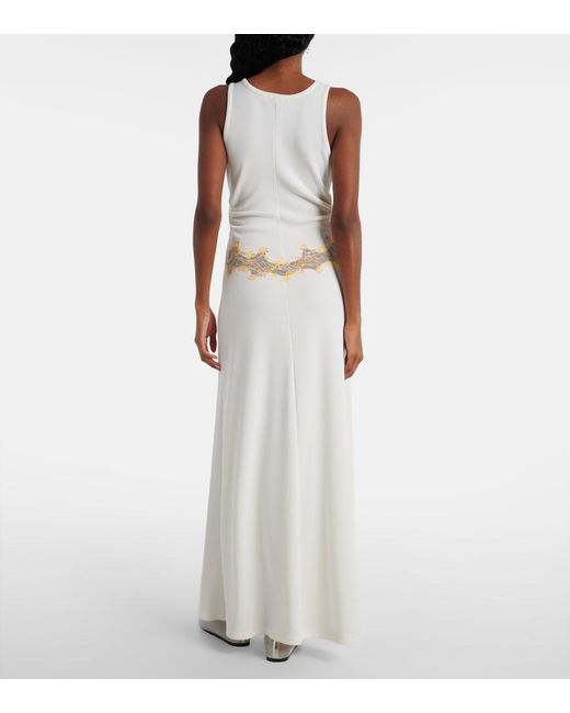 Christopher Esber White Crystal Orbit Lace-Trimmed Maxi Dress