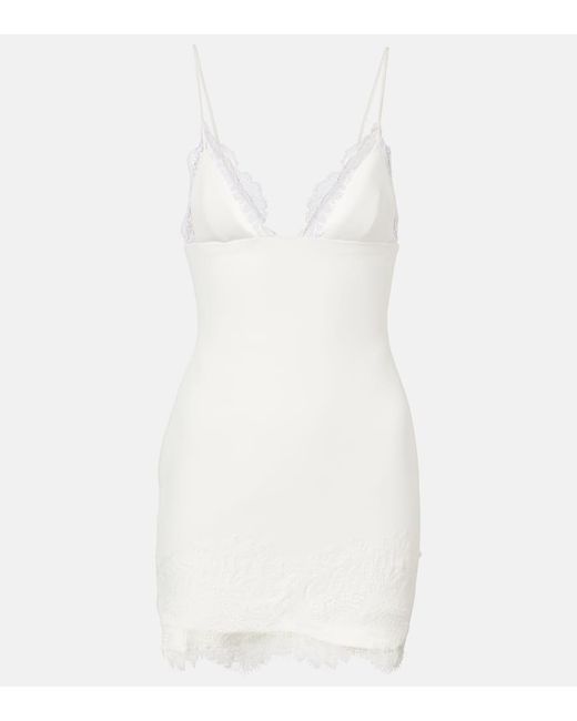 David Koma White Bridal Lace-Trimmed Minidress