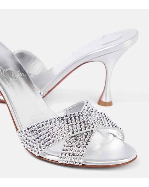 Christian Louboutin White Mariza Is Back Embellished Leather Mules