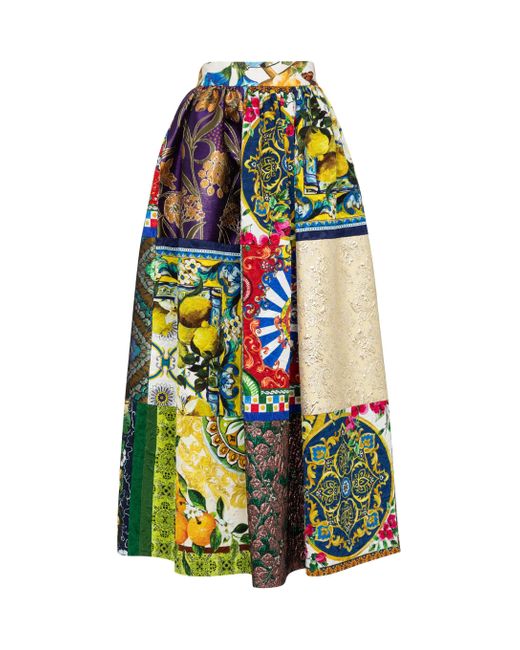 Gonna lunga in jacquard con stampa di Dolce & Gabbana in Multicolor