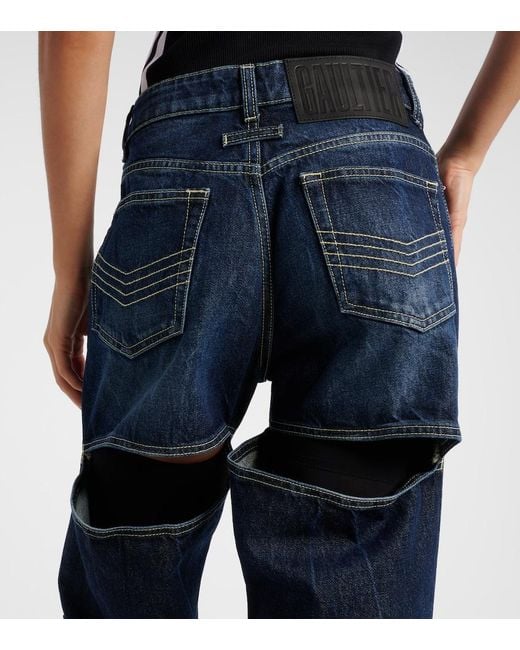Jean Paul Gaultier Blue Cutout High-Rise Wide-Leg Jeans