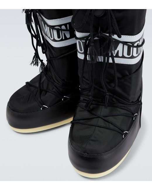 Moon Boot Icon Nylon Snow Boots in Black for Men | Lyst