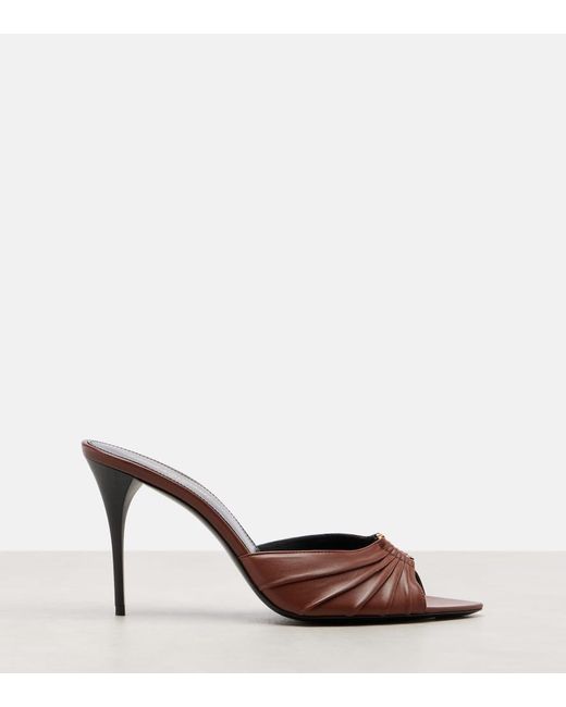 Saint Laurent Brown Pantoletten Babylone Cassandre 90 Aus Leder