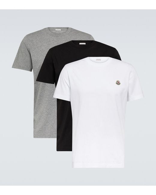Moncler Set Of 3 Cotton T-shirts in Black for Men | Lyst