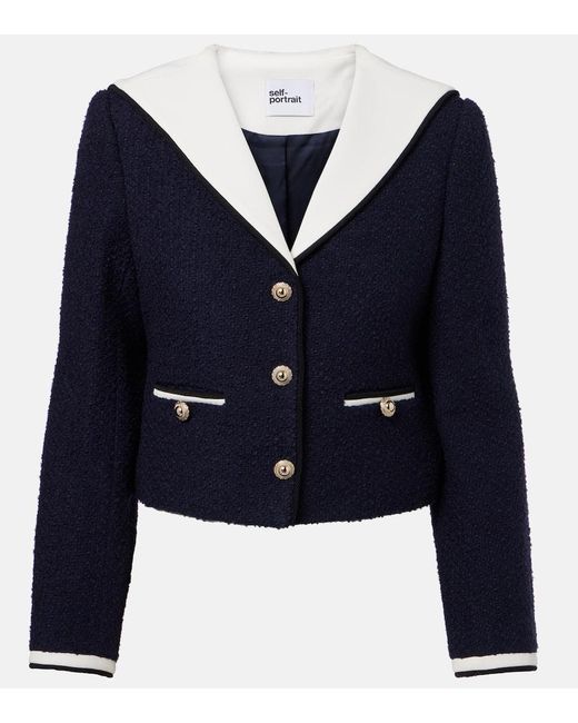 Self-Portrait Blue Boucle Jacket