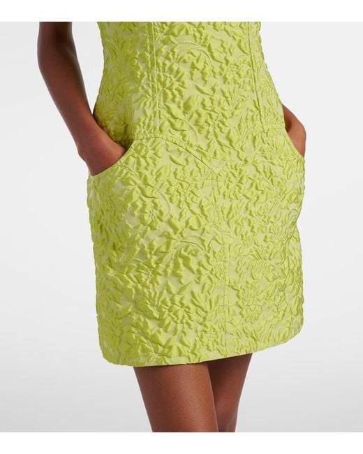 Emilia Wickstead Green Eliezer Floral Cloque Minidress